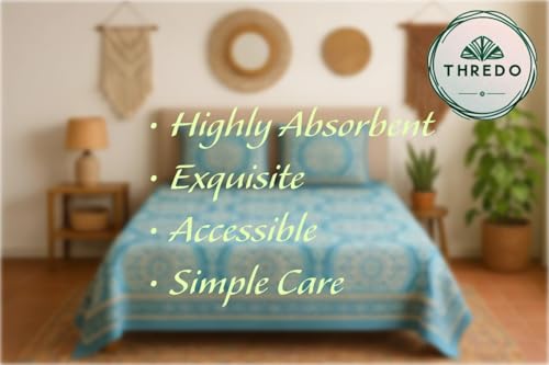 Image of Pure Cotton King Size Bedsheet Set with 2 Pillow Covers, Jaipur Design, Traditional Indian Pattern