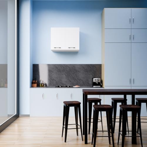 Image of 2 Door Multipurpose Wall Mounted Cabinet with Adjustable Shelf | Storage for Modular Kitchen, Bathroom, Office & Bedroom | Assembly-DIY | Color-White | Size-60x33x43.1 Cm