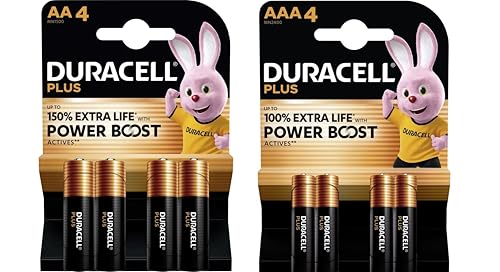 8X Piles Duracell AA + AAA Plus Power Boost (1 Blister de 4 Piles AA 150% Plus Longue + 1 Blister de 4 Piles AAA 100% Plus Longue) 8 Piles (LR6/MN1500 +...