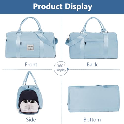 Flintronic Sporttasche Reisetasche, Reise Duffel Bag, Sport Duffel mit Schuhfach & Nassfach, wasserdichte Übernachtungstasche, Reisetasche Gepäcktasche für Sport & Reisen für Herren Damen, Blau