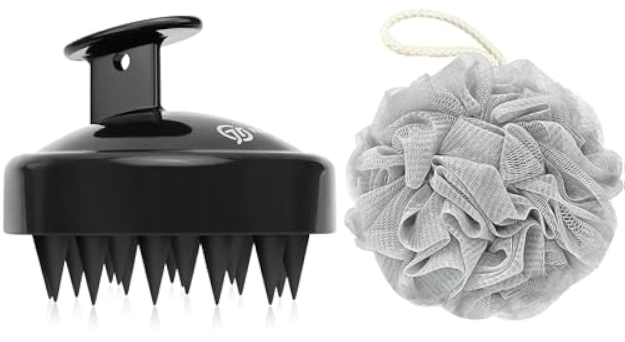 Loofah for Bathing & Scalp Massager Shampoo Cleansing Brush Combo