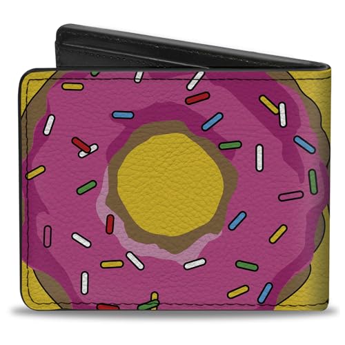 Buckle-Down Men's Wallet, Bifold, Sprinkled Pink Glaze Donut Yellow, Vegan Leather, 4.0" x 3.5"2