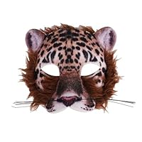 Aleshime Leopard Mask, Realistic Animal Fake Fur Face Mask, One Size for Adults Kids, Themed Parties, Halloween Party, Dress-up, Role Play, World Book Day