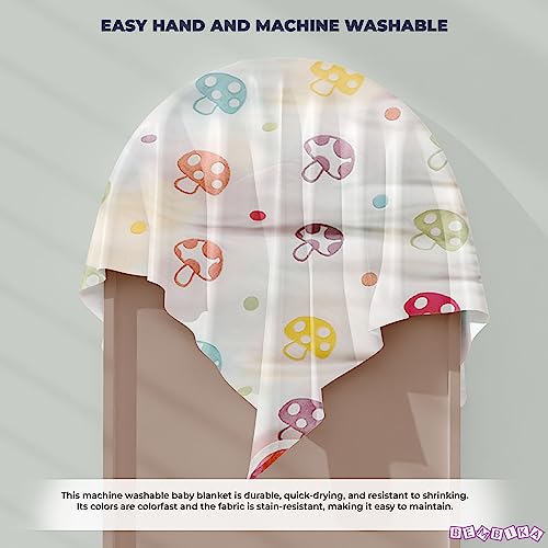 Image of BEMBIKA Essential Multipurpose Blanket for 6 Layer Cotton Gauze Stroller Blanket Swaddle Soft Blanket Bath Towel for Newborn, Infant and Small Kids-1 Pc (Mushroom White)