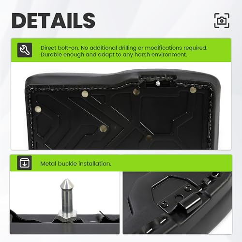 Image of HECASA Seat Bottom Cushion Compatible with 2013-2019 Polaris Ranger 570 900 900xp 1000 Diesel HST Deluxe Replacement for 2684965-070 Passenger Side Black