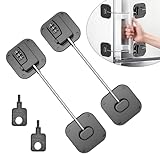 2PCS Fridge Lock for Kids and Adults, Refrigerator Locks with Combination, for Closet, Cabinets, Drawers, Strong Non-Marking Adhesive No Drilling and No Key (Black)