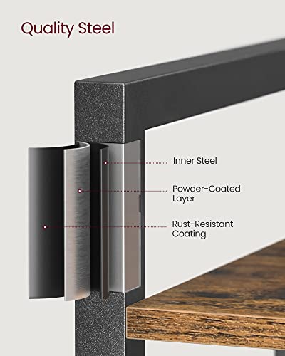 Image of VASAGLE 5-Tier Bookshelf, Bookcase with Steel Frame, Book Shelf for Living Room, Home Office, Study, 11.8 x 26 x 60.2 Inches, Industrial Style, Rustic Brown and Ink Black ULLS061B01