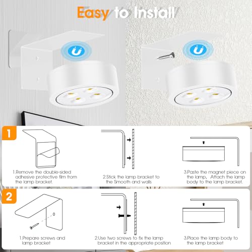 Image of 13 RGB Color Changing Led Art Display Light for Picture Frame,Rechargeable Battery Operated Led Painting Light with Remote Control Dimmable & Timer,3Pack White