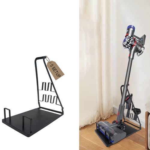IZSOHHOME No Installation Required-Vacuum Stand,Storage Stand Docking Station Holder,Stable Metal Storage Bracket Stand Holder,Compatible with Dyson, Eureka,Tineco and Most Stick Vacuum(Black)