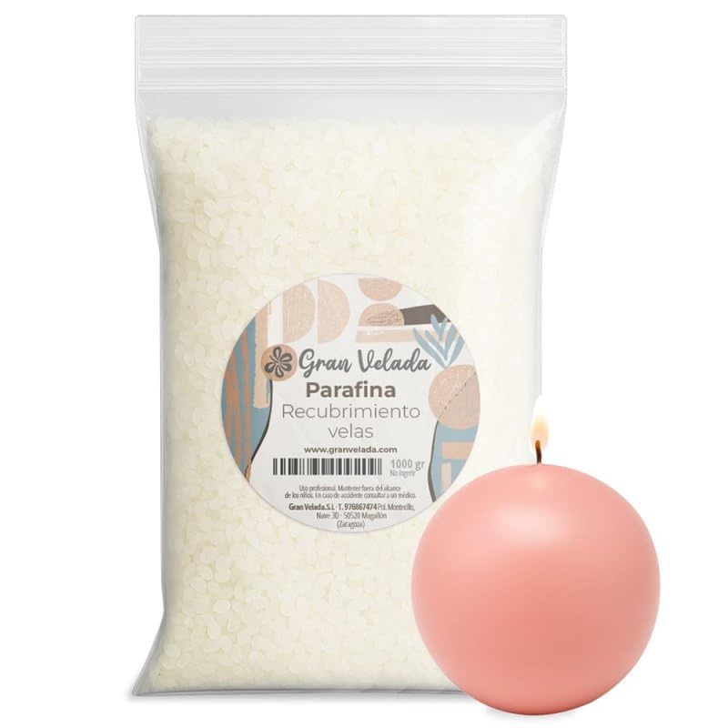 Gran Velada - Parafina para Recubrimiento de Velas 1 kg en Perlas | Acabado Liso y Brillante | Ideal para Baños de Color y Reciclar Velas
