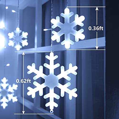 Toodour Christmas Snowflake Lights Outdoor, 17.22Ft 264 Led Snowflake Icicle Lights With 22 Drops, Connectable, 8 Modes Waterproof White Christmas Lights For Curtain, Eaves, Window, Xmas Decorations #TOP2