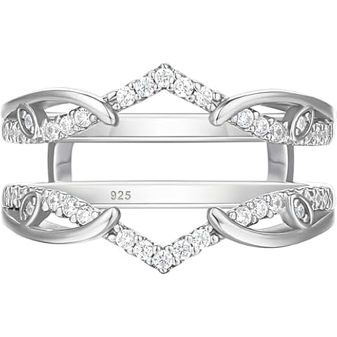 Blongme Ring Enhancer Guard for Engagement Rings 925 Sterling Silver Ring Wrap AAAAA Cz Wedding Bands for Women Size 7 Cover