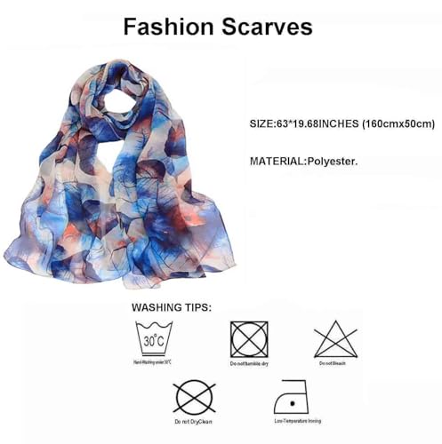 Image of Pokeedioty Scarfs for Women Lightweight Scarves Elegant Floral Pattern Sheer Scarfs Shawls Wraps