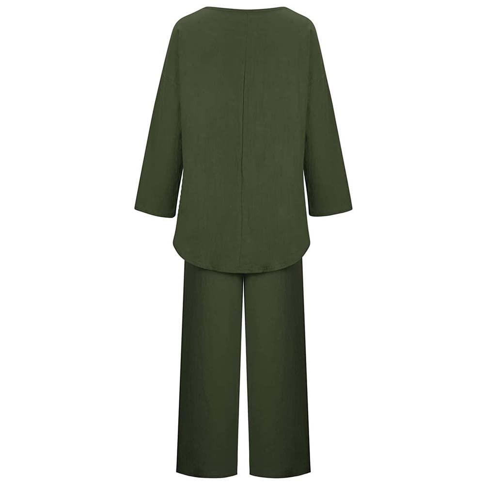 Tuta da donna Manica lunga Girocollo Tinta unita Completo in due pezzi Felpa con Jogger Tuta Set Felpa e pantaloni della tuta, Cotone e lino Completo da salotto