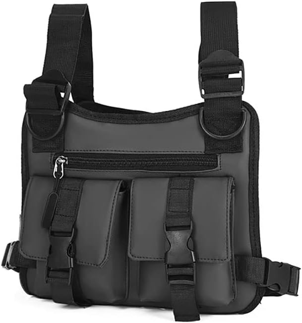 Chest Pack Bag for Men Waterproof Running Ridding Lightweight Vest Packs Utility Pack Knapsack for Outdoors (Black)