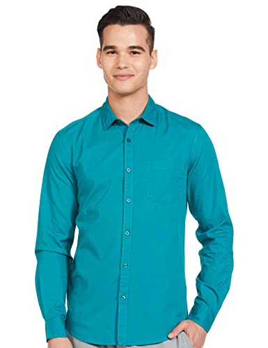 Image of The Indian Garage Co Men Slim Fit Solid Full Sleeves Cutaway Collar Casual Shirt