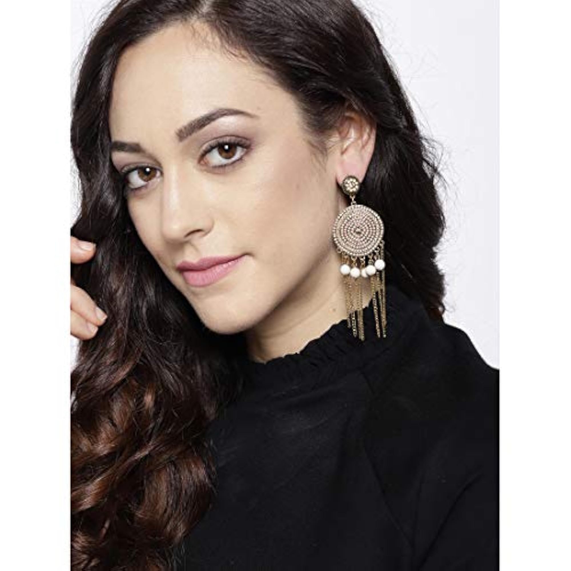 Emerald Plated Chain Drop Earrings