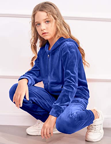 Image of Arshiner 2 Piece Outfits for Girls Kids Velour Tracksuit and Jogger Set