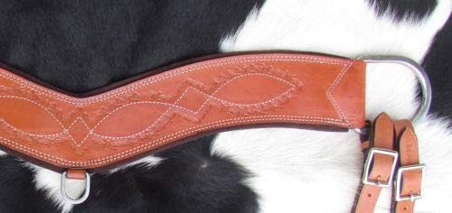 Showman Barbwire Tooled Tripping Collar Measures 4 inch Wide.