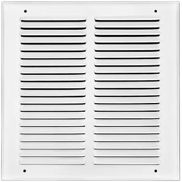 12 x 12 White Steel Return Air Grille HVAC Vent Cover Grill for Wall, Sidewall and Ceiling, Air Return Vent Covers, Outside Dimensions 13.75"W x 13.75"H