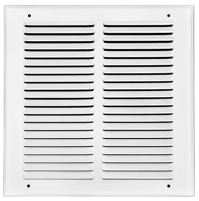 12 x 12 White Steel Return Air Grille HVAC Vent Cover Grill for Wall, Sidewall and Ceiling, Air Return Vent Covers, Outside Dimensions: 13.75