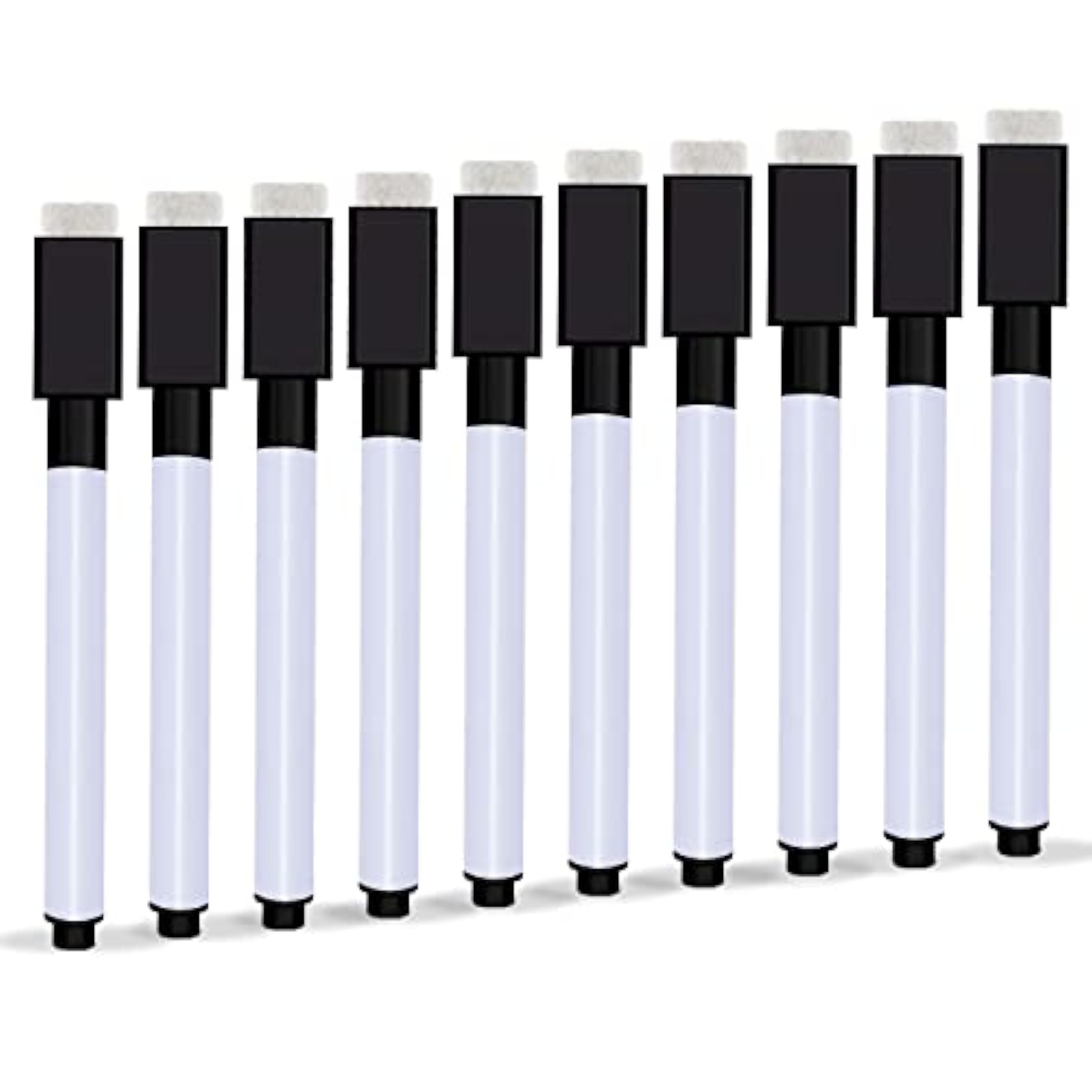 Autoau Rotuladores Pizarra Blanca 10 Pcs, Marcadores Magicos con borrador pizarra blanca,Bolígrafo Negro Magneticos Rotulador Pizarra Para Hogar Escuela u Oficina(11.3 * 1cm)