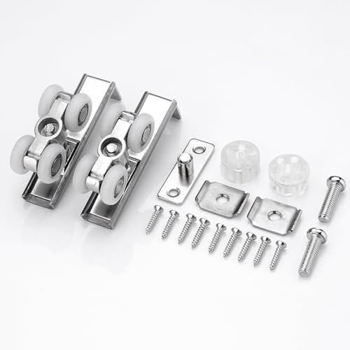 Kit de hardware para puerta corrediza oculta de clóset, riel retráctil, 1 m, alta resistencia, para baño y oficina miniatura 7