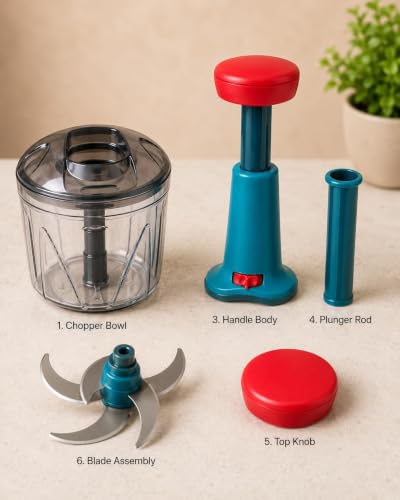 Image of Chopper for Kitchen Use 1100 ML, Push Chopper with 6 Blades, Vegetable Chopper Kitchen Items for Home Cutting Vegetables, Onion, Ginger, Garlic, Salad, Tomato, Potato (ER1)