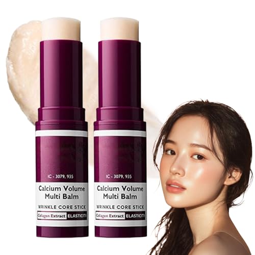Lot de 2 baumes pour les yeux multifonctions enrichis en collagène, Calcium Volume Multi Balm, Baumes Anti-rides Rebondissantes, Baume Multi-Volume de Calcium, Korean Collagen Moisturing Stick