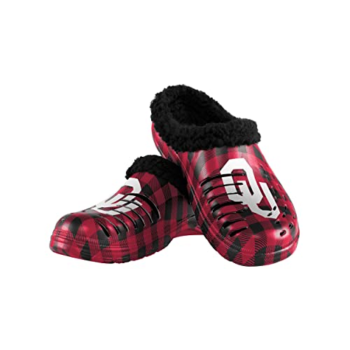 FOCO Oklahoma Sooners NCAA Mens Sherpa Lined Buffalo Check Clog - M