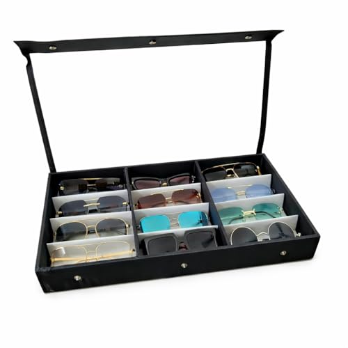 Image of Sunglass,Goggles,Eyewear,Storage Boxes case cover 12pcs compartment organizer Clear Red color (Make in india)