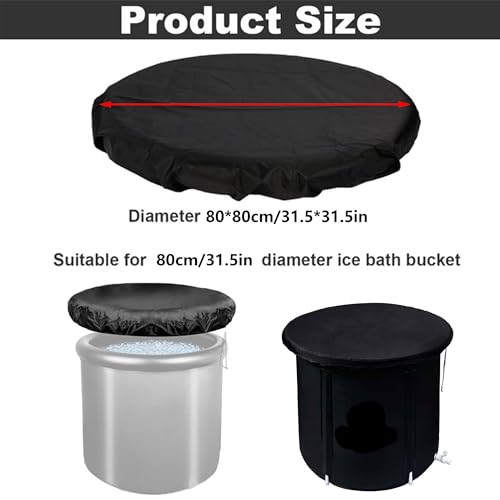 Hayaww 80 cm Abdeckung für Eisbad - Eisbadewannen-Abdeckung aus Oxford-Gewebe - Schwarz - Staubschutz - Freistehend - Rund
