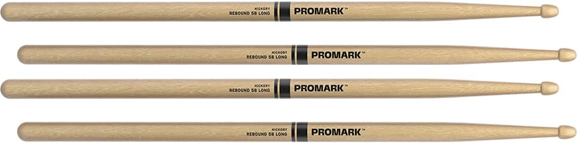 ProMark Rebound 5B Long Hickory Drumsticks, Acorn Wood Tip (2 Pack)