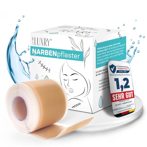 BS Luxry Narbenpflaster 300cm Testsieger (Note 1 2) Wiederverwendbares Silikonpflaster zur sichtbaren Narbenreduktion bei Kaiserschnitt OP Verbrennung Keloid & Akne UV-beständig