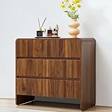 BERRYMERRY Flute 3 Drawer Dresser,31.5' Wide Dresser Nightstand for Bedroom,Mid Century Modern Wood...