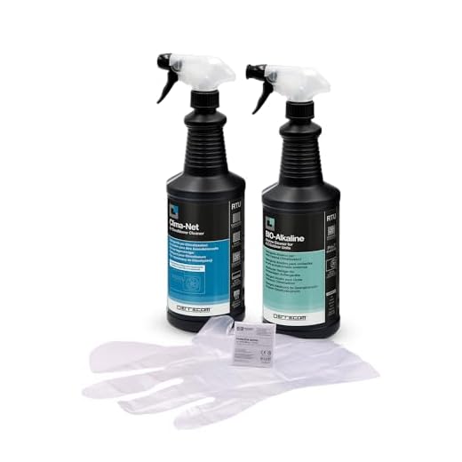 ERRECOM Kit limpieza aire acondicionado, incluye Clima-Net 1L limpieza unidad interna y filtros, detergente alcalino Bio Alkaline 1L tensioactivos biodegradables limpieza de unidad externa, guantes