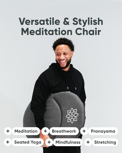 Image of Mindful Modern Meditation Chair | Adjustable Floor Chair with Back Support | Padded Floor Seat for Posture Support and Comfort | Portable Folds Flat for Storage | Indoor /Outdoor Use | Slate Grey