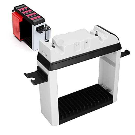 PUSOKEI Game Switch Base de Carga 2 en 1 Game Controller Base de Carga Estante de Almacenamiento para Switch OLED L R Asas Pequeñas Y Soporte de Almacenamiento para Tarjetas de Juego con 27 Ranuras