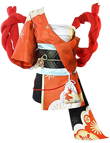 Anime Genshin Impact Yoimiya Cosplay Party Costume Summer Red Kimono Vestido Cover