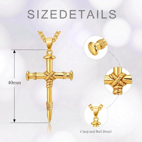 Image of Midari Gold Cross Necklace for Men 18K Gold Cross Pendant Minimalist Faith Necklace Christian Pendant Religious Gift