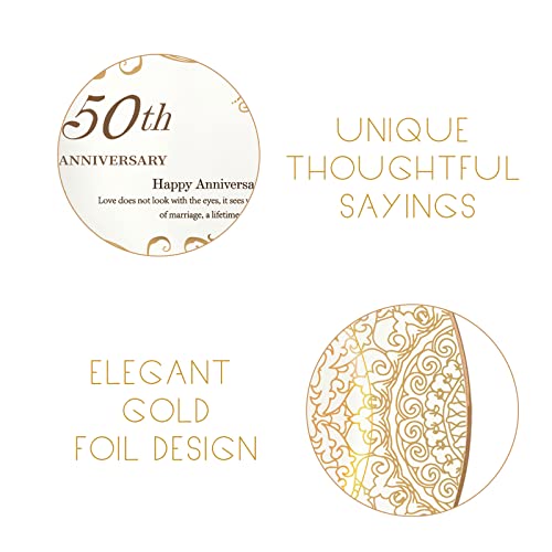 PuGez 50th Anniversary Wedding Gifts for Couple/Parents/Grandparents, 50th Golden Presents for Marriage, Gold Porcelain Keepsake Plate with Stand, 10 inch by PuGez - Image 2