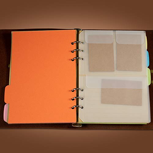 Ancicraft A5 Dividers Index Classified Labels 5 Color Accessories for 6 Hole Binder Include 1 Index Table + 1 Zipper Pouch + 1 Card Pouch