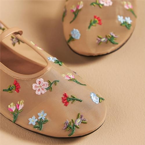 Women's Mesh Ballet Flats Embroidered Floral Mary Jane Flats Casual Comfortable Round Toe Ballerina Shoes4