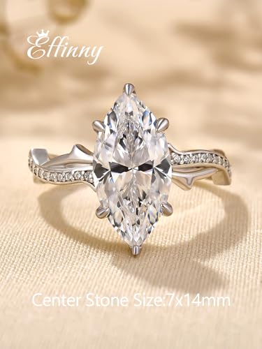 3ct Elongated Marquise Cut Engagement Ring,Twisted 925 Sterling Silver Simulated Diamond Promise Ring for Wedding,Daily,Travel2