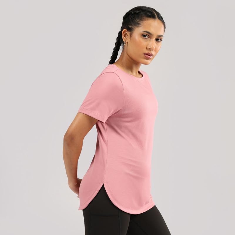Image of BlissClub CloudFlex Apple Hem Tee, Weightless Comfort All Day Long, Round Neck, Sleeveless Design, Feels Like Second Skin,Flattering fit,Insanely Lightweight