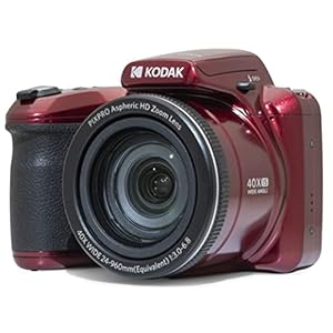 KODAK Pixpro Astro Zoom AZ405 Digital Camera Bridge, 24 mm Wide Angle, 20 Megapixels, LCD 3, Full HD 1080p Video, OIS, AA Battery – Red