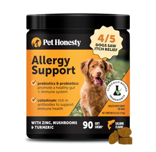 Pet Honesty Dog Allergy & Itch Relief - Advanced Itch Supplement with Probiotics for Dogs - Immune Support & Skin Relief for Seasonal Allergies - Natural Itchy Skin & Paw Relief - (Salmon, 90 Ct)