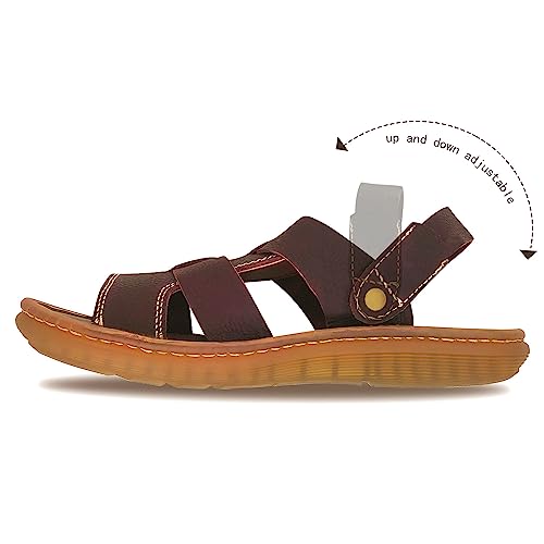ZLUXURQ Mens soft leather hiking outdoor sandals-Luxury Casual Beach Sandals3