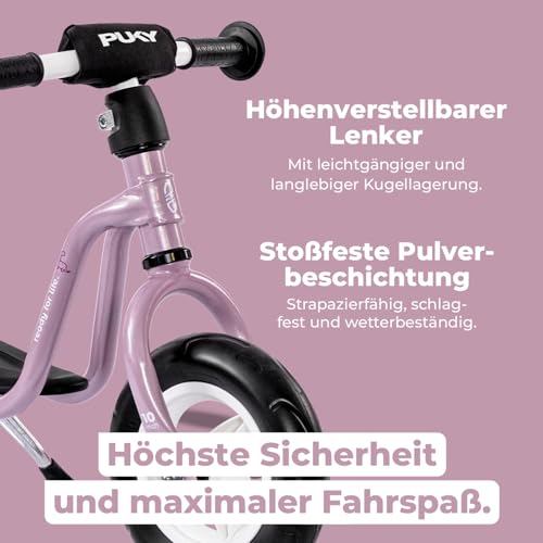 PUKY LR M Pearl Pink | Laufrad ab 2 Jahre | Kinderspielzeug ab 2 Jahre | Balance Bike | Kinderroller mit Trittbrett | Lauflernrad mit Sicherheitslenkergriffen | Höhenverstellbarer Lenker & Sattel