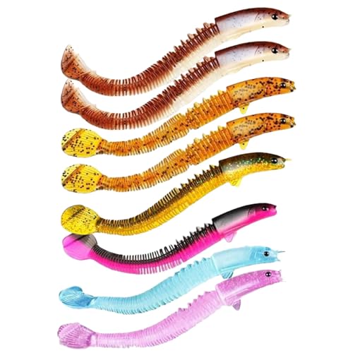 Mimoqk Cebo simulado, juego de cebos simulados - 8 cebos para bar - Señuelos realistas y vívidos fáciles de atrapar - Kit de señuelos suaves para pescar, cebos de natación para pesca y aventuras